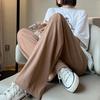 Women's High-Stretch Ice Sliky Fiber Wide-Leg Pants - Thin Striped Casual Trousers with Relaxed Fit, Long Length
