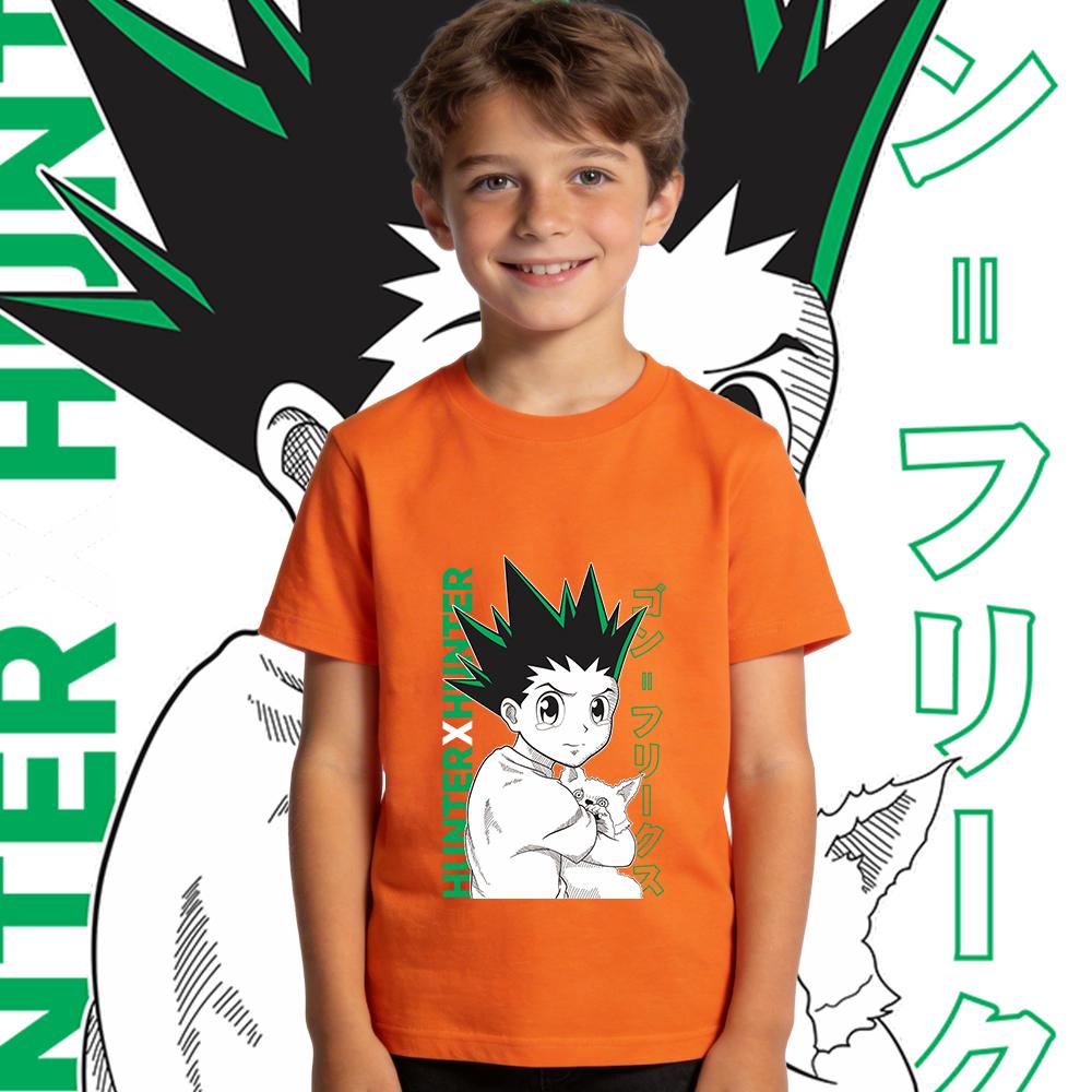 Hunter Gon Anime Print Cotton T Shirt for Boys and Girls Kids Casual Short Sleeve Soft Breathable Top