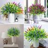 12 Bundles Artificial Lavender and Monkey Grass - UV Resistant  Plastic Greenery Shrubs for Outdoor Home Garden Decor
