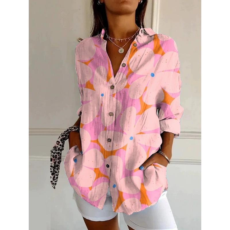 Fashion Long Sleeve Print Shirts Women Spring Buttons Casual Women's Tops And Blouses Elegant Simple Top Femme Shirt 2025