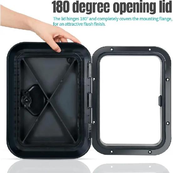 Marine Deck Access Hatch 10.63"×14.76" White/Black Rectangle Boat Hatch & Lid,Boat Deck Hatch Lids