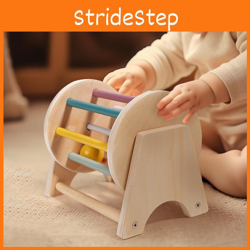 Tabletop Montessori Wooden Rolling Drum Children Coordination Toy Training