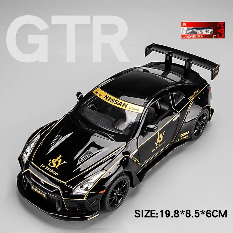 1/22 Nissan GTR Alloy Model Car Diecast Metal Toy Car Sound & Light Children Boys Toys Vehicle Collection Gifts A594