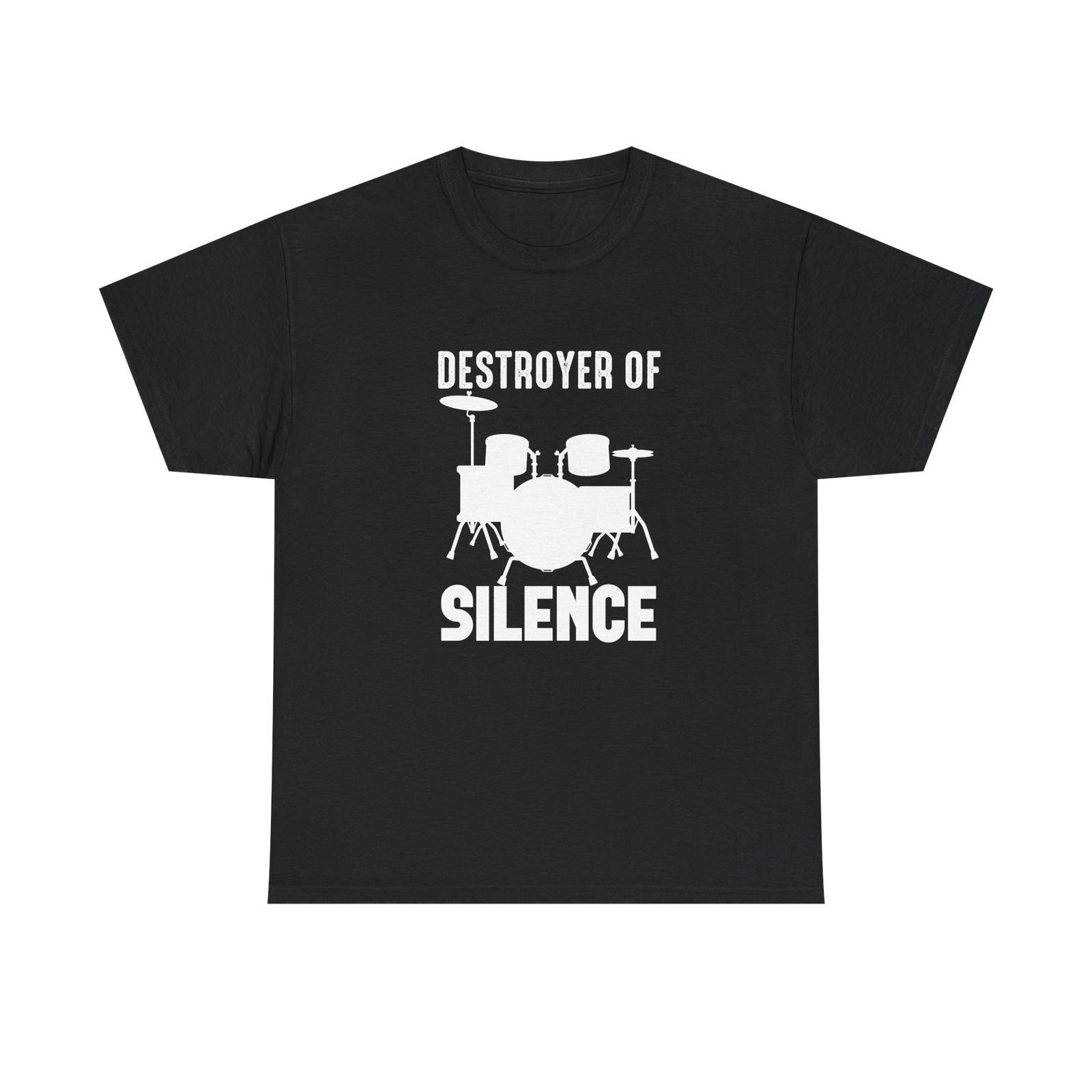 Drummer T-Shirt - Destroyer of Silence - Funny Drum Set Tee Shirt NEW XL