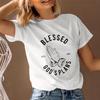 Women's T-Shirt Short Sleeve Round Neck Blessed God's Plans Graphic Tee Trendy 2023 Fast Ship