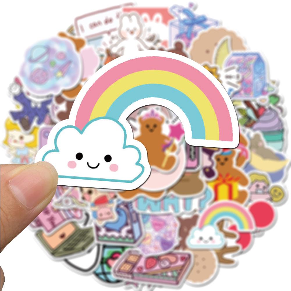 50 Ins Cute Girl Bear Graffiti Stickers Luggage Laptop Helmet Waterproof Stickers