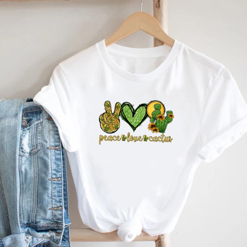 (European Size)90s Women Print Lady Female Cactus Plant Lovely Trend Tee Top Fashion T Shirt Clothing Casual Short Sleeve Graphic T-shirt
