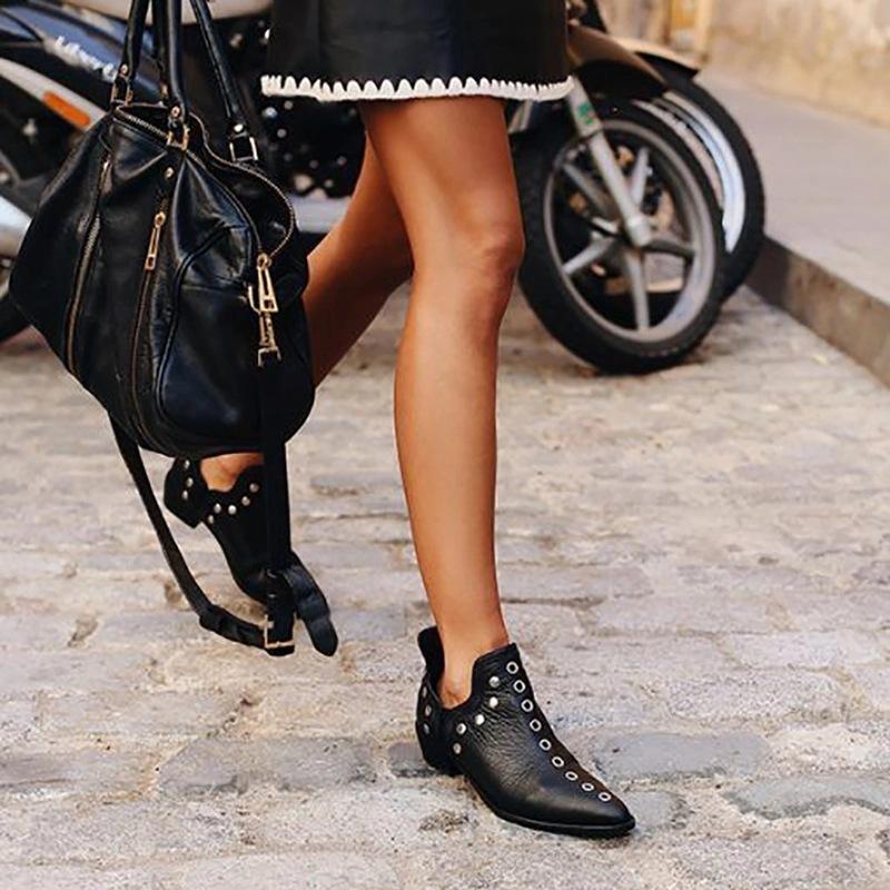 autumn new European and American pointed rivets personalized short boots women