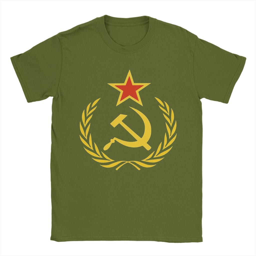 CCCP Soviet Hammer and Sickle Star Marxist TShirts for Unisex Round Collar Pure Cotton T Shirts Short Sleeve Tees Summer Tops