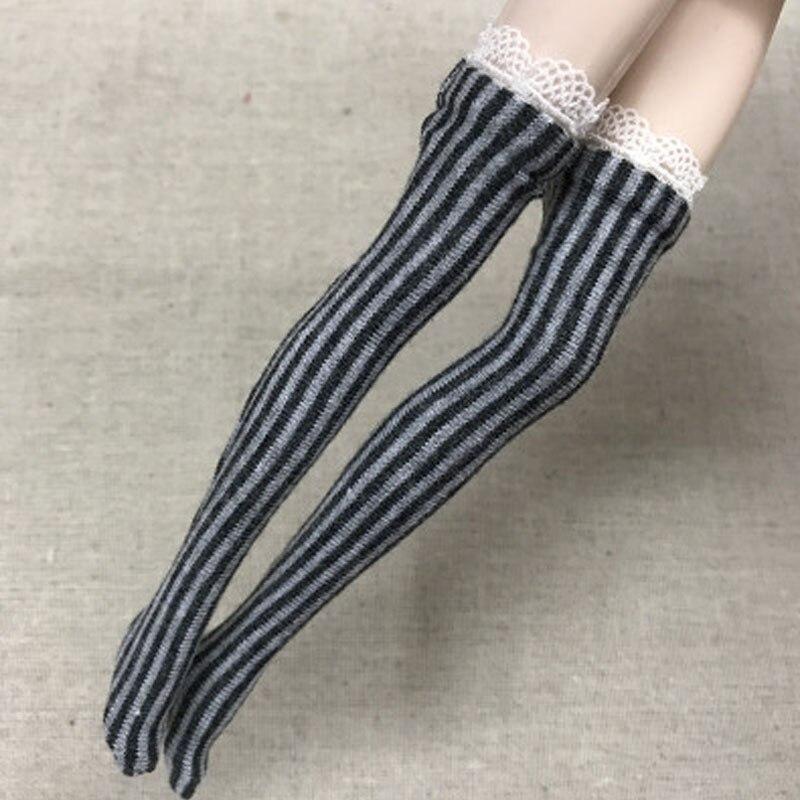 5pairs/lot Zebra Striped Doll Stockings for Blythe Dolls Elastic Thigh High Stocking Long Sock For Barbie 1:6 Doll Accessories
