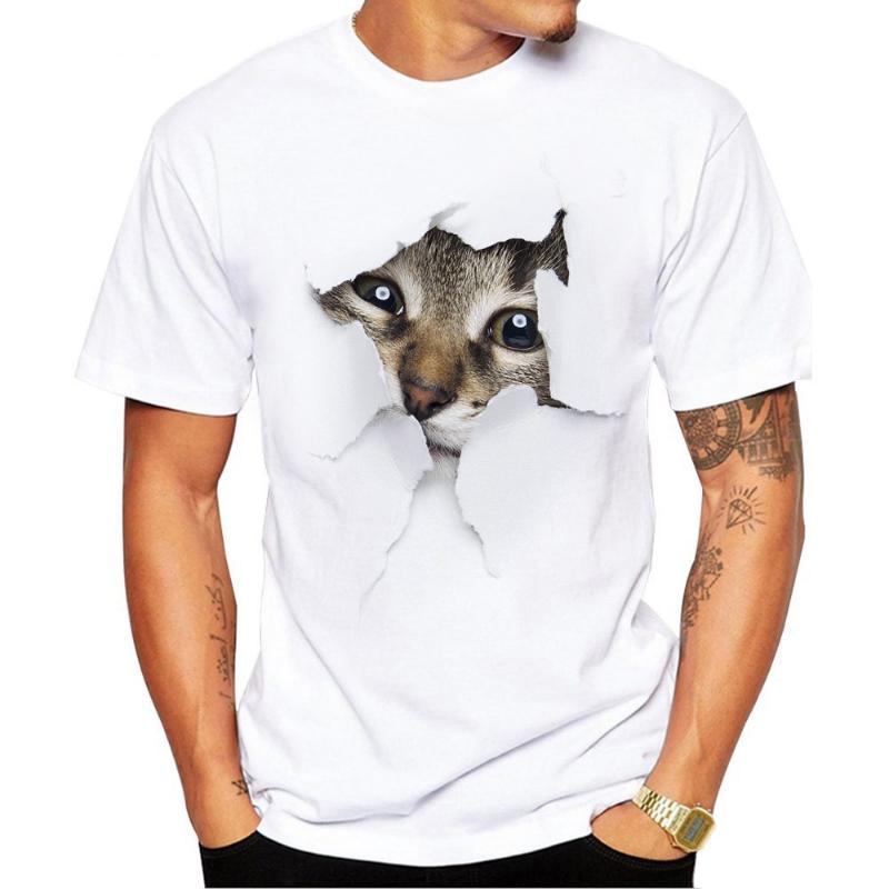 Modisches Herren Rundhals Kurzarm 3D Tier Farbdruck Tier Kurzarm Rundhals T-Shirt