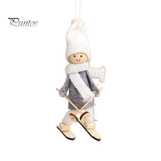 Păpușă de schi de Crăciun Pălărie tricotată manual Haine reutilizabilă Pom de Crăciun Agățat Gnome Decoration Ornament Pandantiv Petrecere Sărbători Festival Cadou