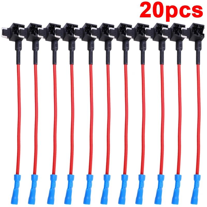 Car Fuse Tap Add A Circuit Adapter Standard ATM APM ATC Blade Fuse Holder Box Wire Socket Cable for LED Light Electronics Power Fuses4
