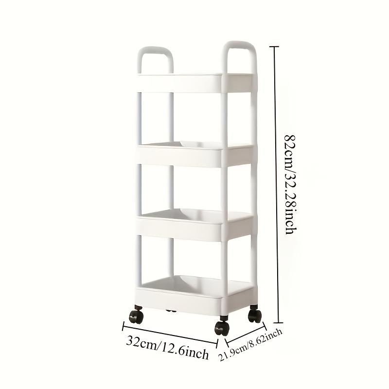 4-Tier Rolling Cart, Sturdy & Space-Saving. Perfect for Home, Office, Garage Storage. Easy Move, Durable Plastic Design.