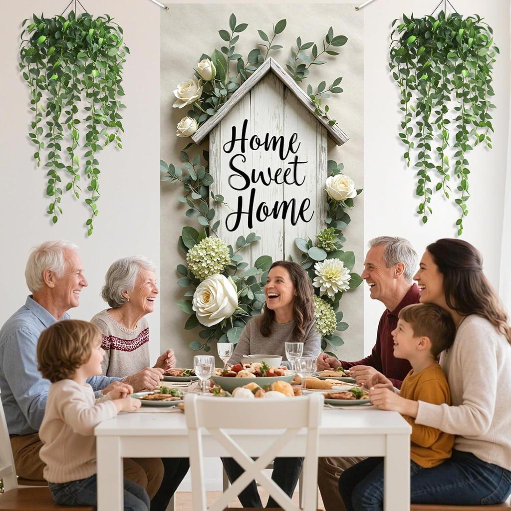 Home Sweet Home Door Cover Housewarming Party Decorations Door Banner Welcome Home Floral Backdrop Decor Greenery Leaves New Home Party Photography