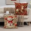 Christmas Pillow Cases 17.72inch Embroidery Pillowcase 4 Pieces Christmas Decoration Pillow Covers for Home Indoor Outdoor