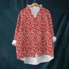 Women's Loose Ruffled Retro Floral Print Stand Collar Long Sleeve Cotton And Linen Top