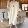 Men's High-End Suede T-Shirt & Shorts Set - Summer Retro Casual Sportswear