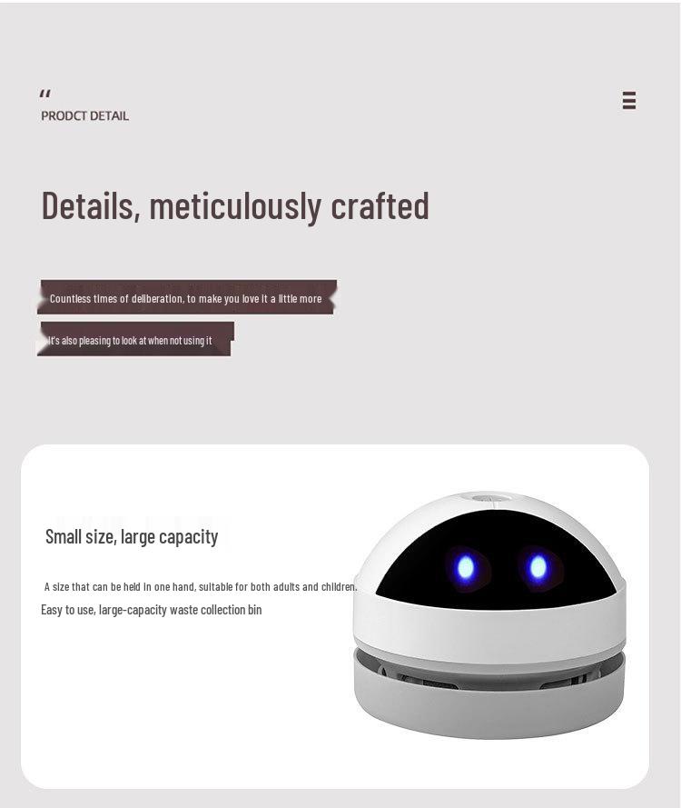 Mini Rechargeable Desktop Vacuum Cleaner for Dust and Eraser Shavings