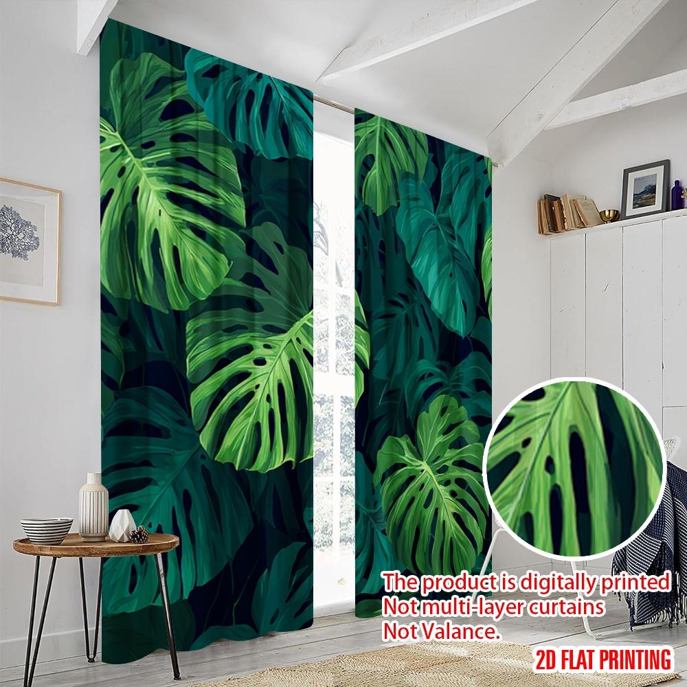 2pcs  2D plane printing Contemporary Curtains Jungle Canopy Versatile Polyester Fabric (without rod) Room Decor Ldeal for Bedroom