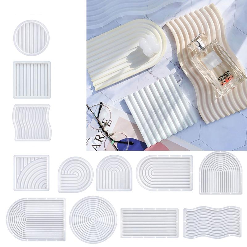 Striped Coaster Silicone Molds for Resin Casting Arch Door Coaster Tray Molds Epoxy Casting DIY Craft Cup Mat Resin Mold