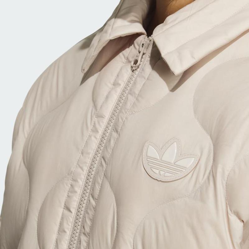adidas Originals Krótka Kurtka Puchowa 600 Fill Jednokolorowe Logo Luźna Kurtka Puchowa Damska Kurtka Off-White IK2800