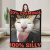 Funny Cat Meme Internet Memes Memes Brainrot Brain Flannel Blanket Super Soft Throw Blanket for Couch Bedspread Sofa Bed Cover