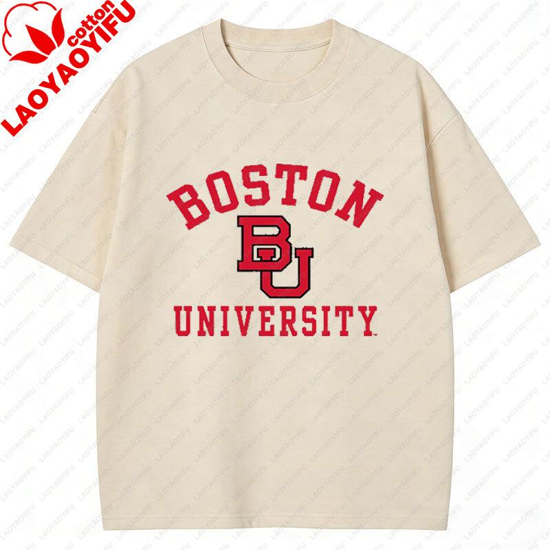 Boston University BU Graphic Unisexs TShirts New Pattern Hot Sale Vintage Clothing Cotton Summer Oversized Camiseta Sports Top