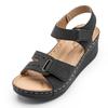 New Thick-soled Velcro Suede Sandals for Women To Wear Sloping Heels Large-size Beach Cool Slippers