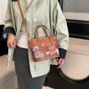 Große Eimer-Tasche aus PU für Damen mit Cartoon-Graffiti-Design, lässiger Streetstyle
