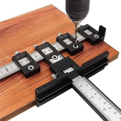 Dolap Donanımı Jig Aracı Ayarlanabilir Konum Belirleyici Ahşap Delme Dübelleme Kılavuzu Kapılar Çekmece Kolları Düğmeler Montaj