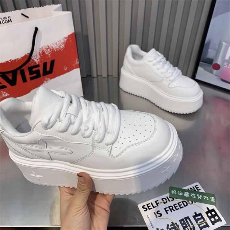 2025 New Thick-soled Leather Ge Classic Little White Shoes Women's Height Increase and Thinness Lace-up Casual Board Shoes Lightweight Single Sho