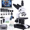 Herwicm Hybrid Trinocular Microscope, 40X-5000X Magnification, Wide Field Wide Angle Eyepieces 10x25x, LED Light Source, School Clinical Research