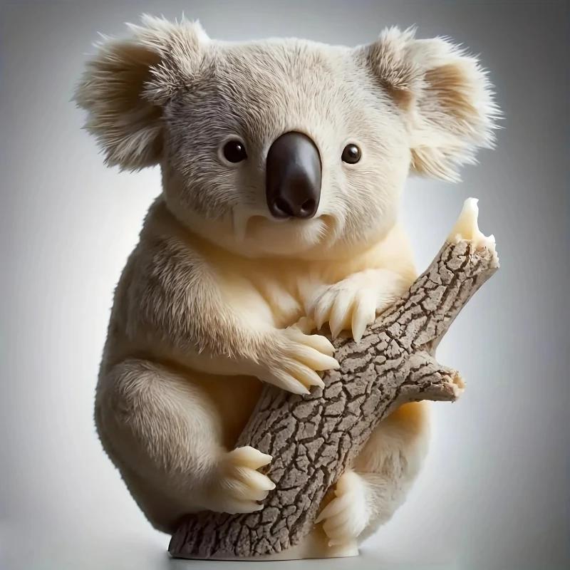 New 3D Koala Relief Cylindrical Candle Silicone Mold, Cute Cylindrical Koala Resin Mold for Furniture Decoration And Plaster