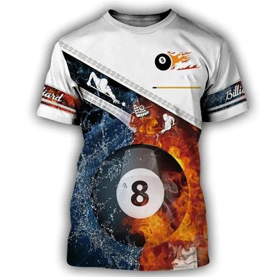 Tricou de vară pentru bărbați Biliard Mingea Nr. 8 Neagră Imprimare 3D Topuri pentru bărbați Zilnic Casual Îmbrăcăminte bărbătească Streetwear Tricouri cu mânecă scurtă