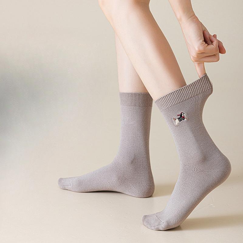 Cartoon Wool Socks for Women In Autumn and Winter, Thickened Mid-tube Sausage Dog Warm Pile Cashmere Socks