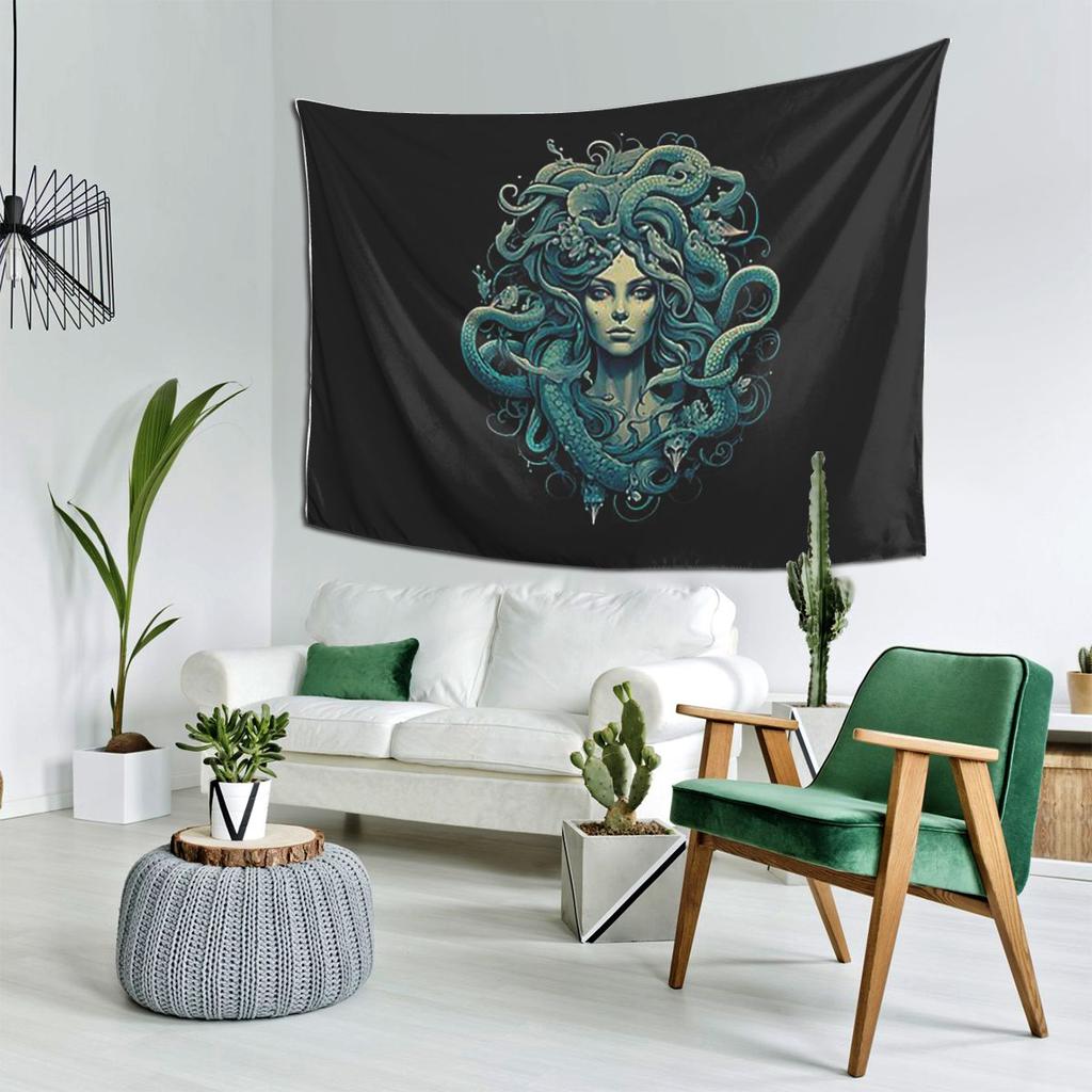Ancient Greece Medusa Gorgon Vintage Style Tapestry Decoration Art Aesthetic Tapestries for Bedroom Home Wall Cloth Wall Hanging