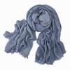 Women's Cotton Scarf Winter Solid Color Jacquard Hollow Literary Style Warm Scarf