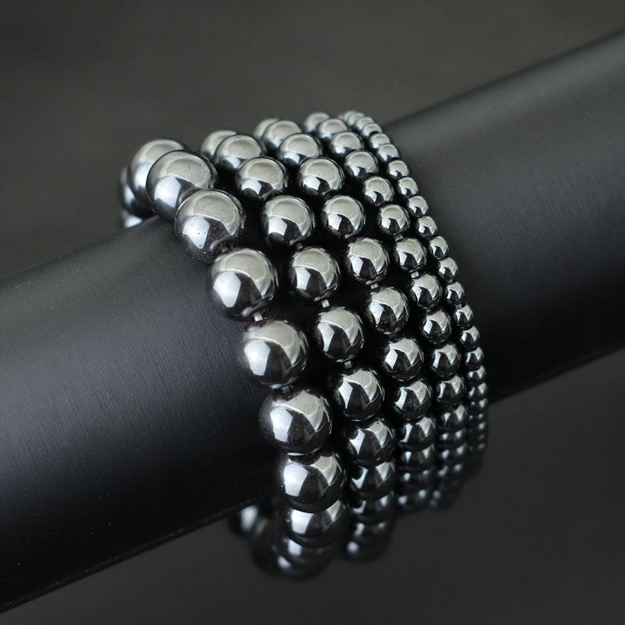 Minimalist 4/6/8/10/12mm Natual Hematite Stone Bracelet For Men Meditation Healing Braclet Black Round Strand Braslet Pulseria