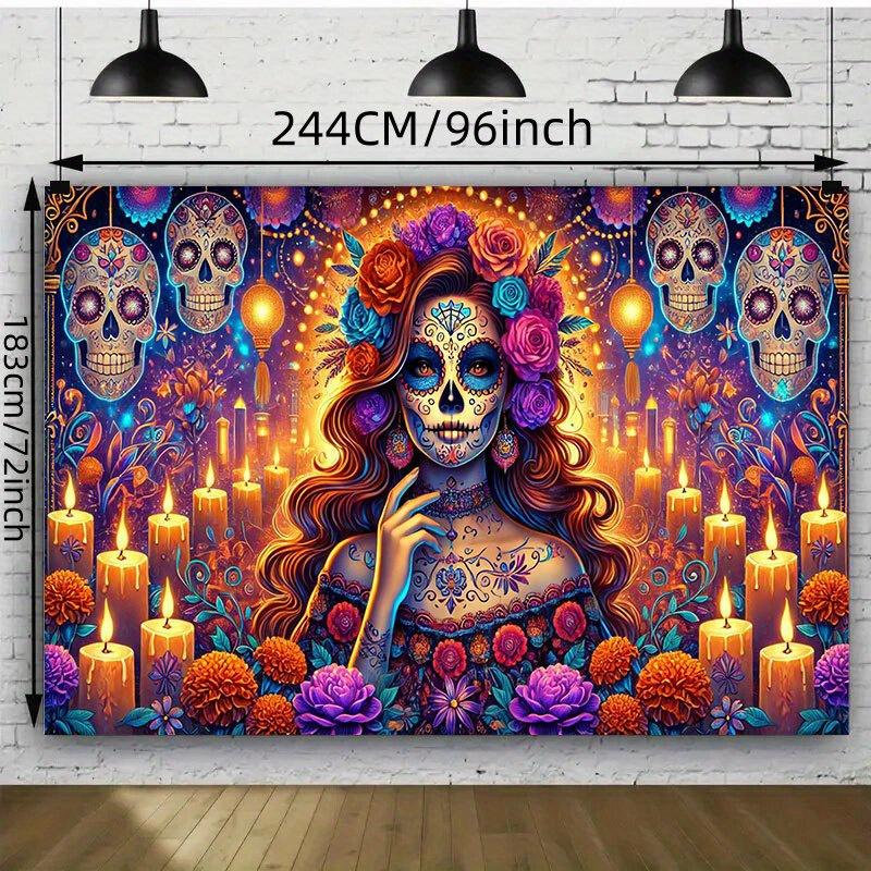 1 piece Day of the Dead celebration background cloth party decoration background banner decorative prop