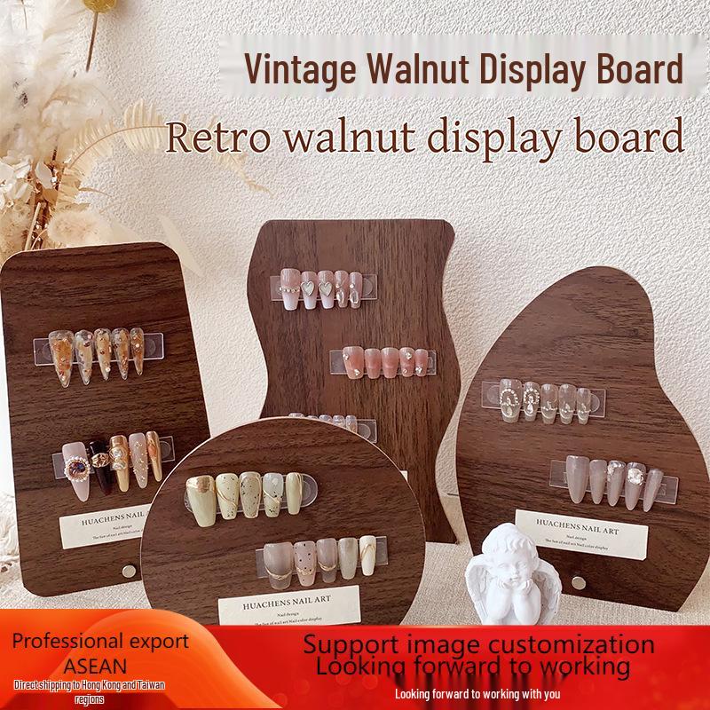 

Mid-Century Walnut Nail Art Display Stand for Salons