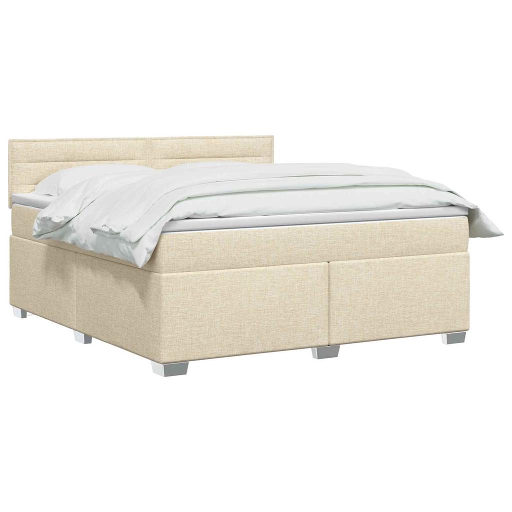 Box Spring Bed with Mattress Cream 140 x 190 cm Fabric
