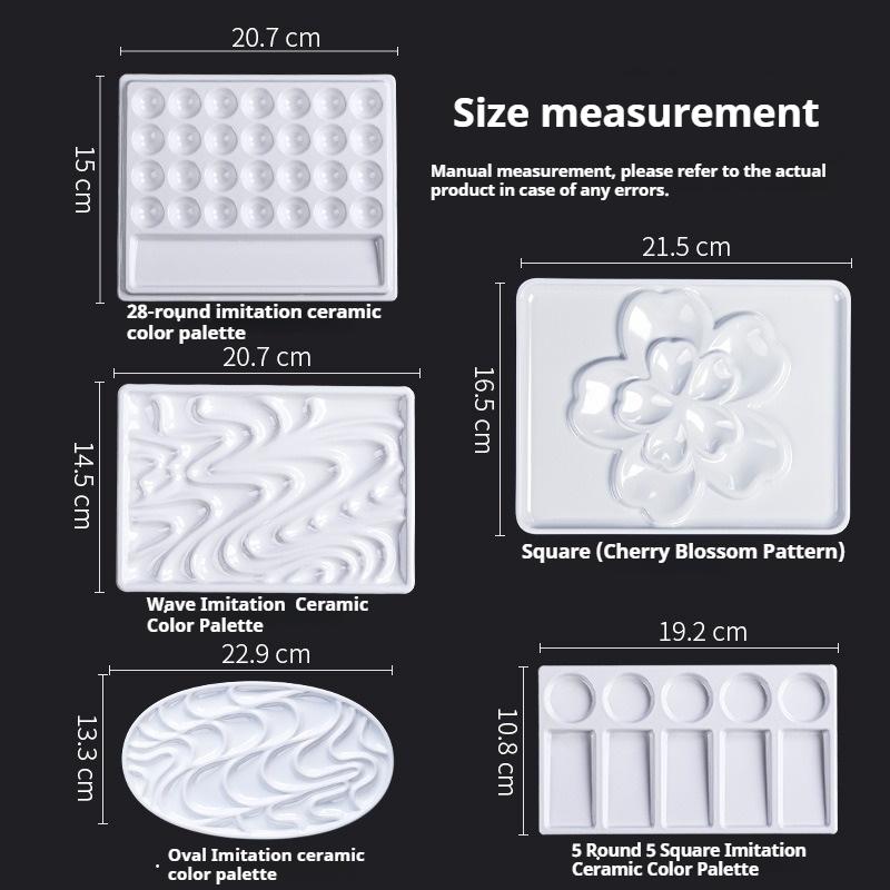 Borrence Paint Tray Palette Reusable Imitation Ceramic Paint Palette Tray for Artist Acrylic Watercolor Oil Painting DIY Craft