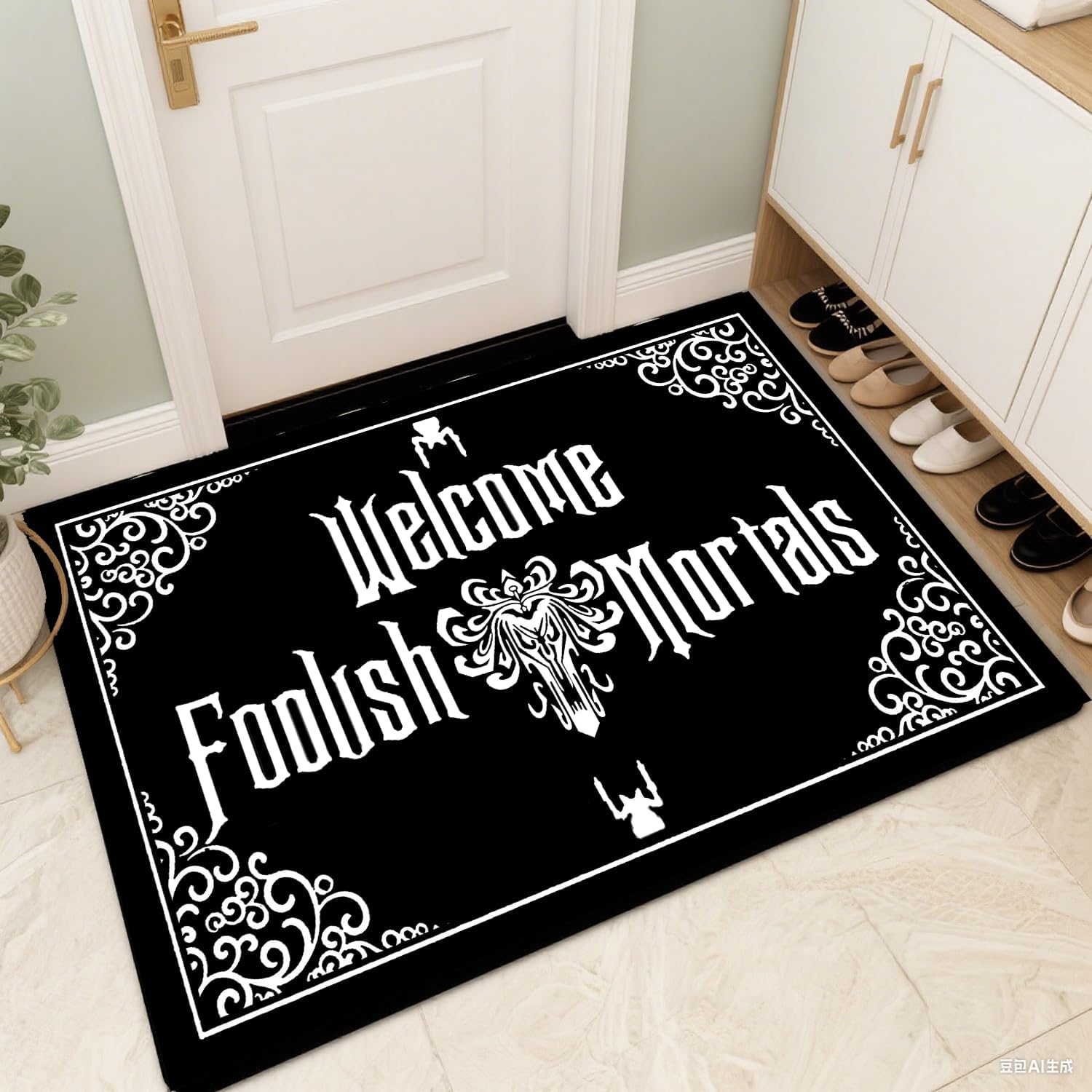 Crystal velvet carpetFunny Front Door Mat | Welcome Foolish Mortals Mat |Non-Slip Crystal Velvet Funny Doormat with Textured Sur 60x90cm