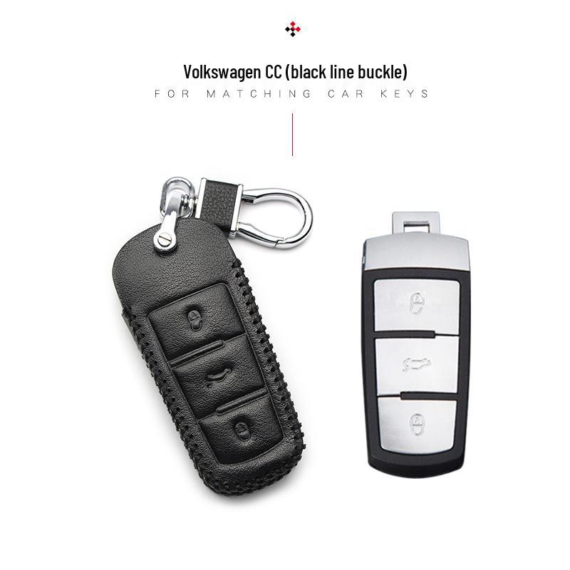 Key Case for Volkswagen: Compatible with 2017+ Magotan, Golf B8, Passat, Tiguan, Lavida, Bora - Genuine Leather
