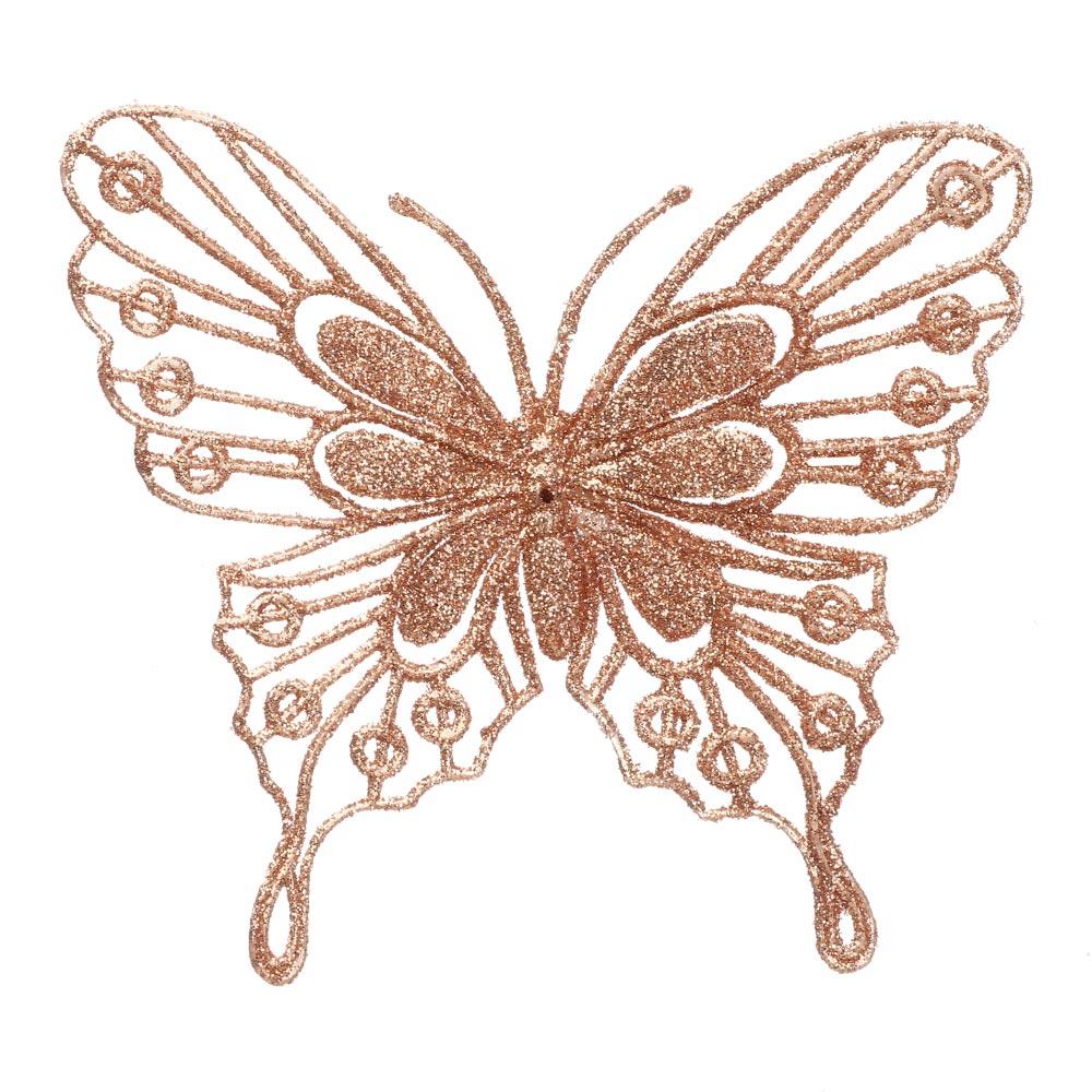 Christmas Butterflies Xmas Tree Ornaments Single Layer Gold Powder Glitter Artificial Flower DIY Crafts Christmas Tree Decor