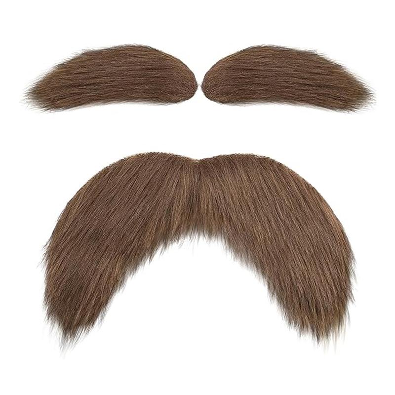 Mustache And Eyebrows Set Self Adhesive Beard Moustache Cosplay Costume Accessories For Kid Adult
