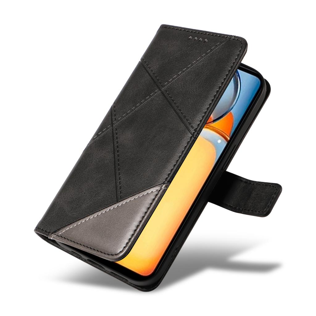 For Xiaomi Redmi 13C 5G/13C 4G/13R 5G/Poco C65 4G/Poco M6 5G Case PU Leather Stand Phone Cover Geometric Lines
