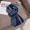 New Scarf for Women in Autumn and Winter Cashmere Scarf  High End Blue Plaid Male Couple Scarf Air Conditioning Shawl