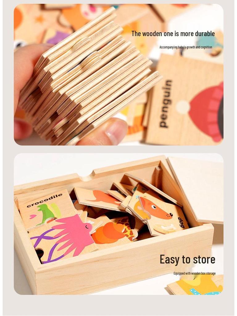 Children's Animal Shape & English Word Puzzle Toy